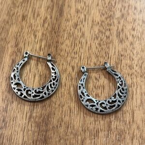 Silver Filigree Hoop Earrings